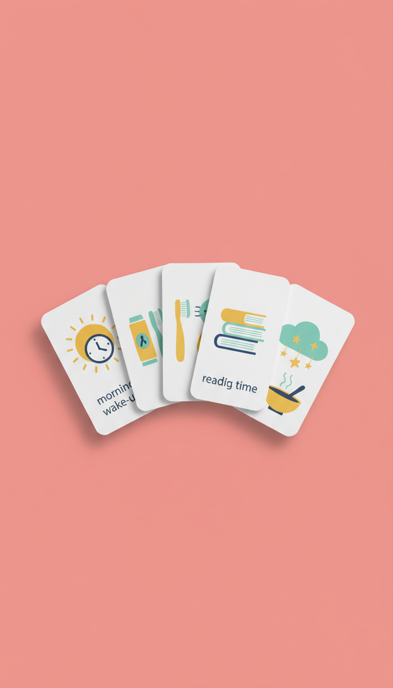 Cartes routines illustrées bois naturel